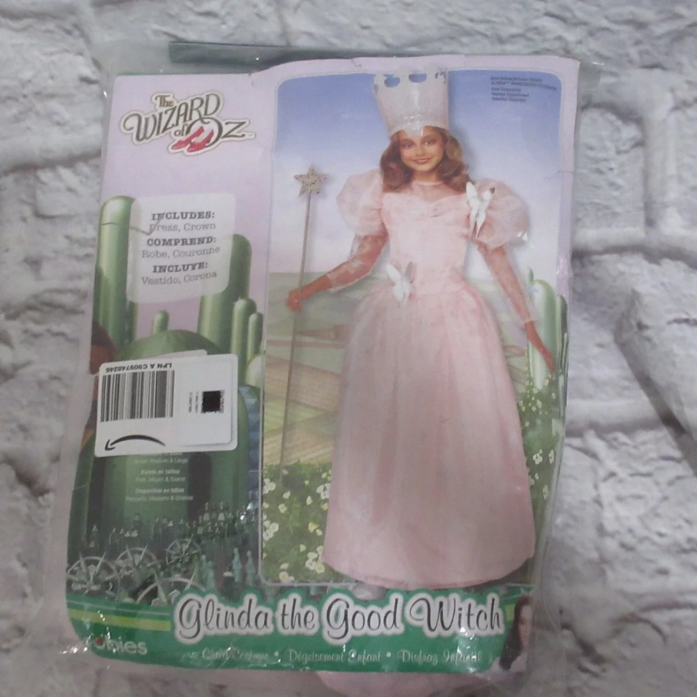 Rubies Glinda Good Witch Costume Kids Small 6 Pink New Wizard of Oz Dress Crown